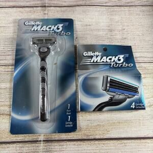 VTG 2001 Gillette Mach 3 Turbo Razor Blade w/ Cartridge 4 Cartridge Refills Lot